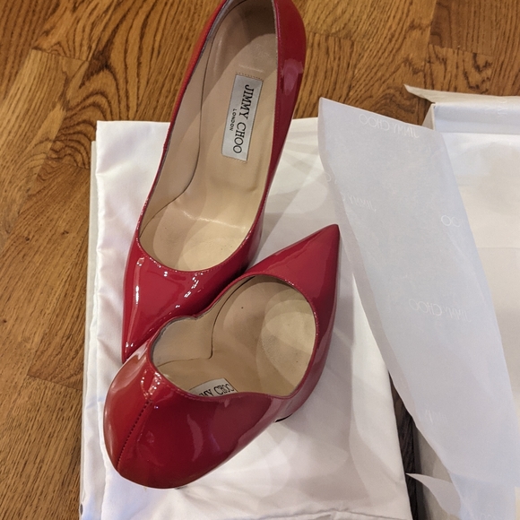 RARE - Jimmy Choo Red Patent Leather Heels - Picture 4 of 11